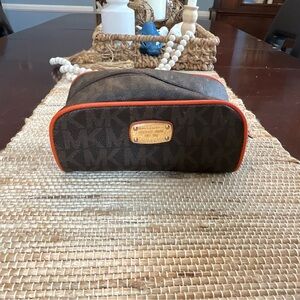Michael Kors Brown and Orange Cosmetic Bag